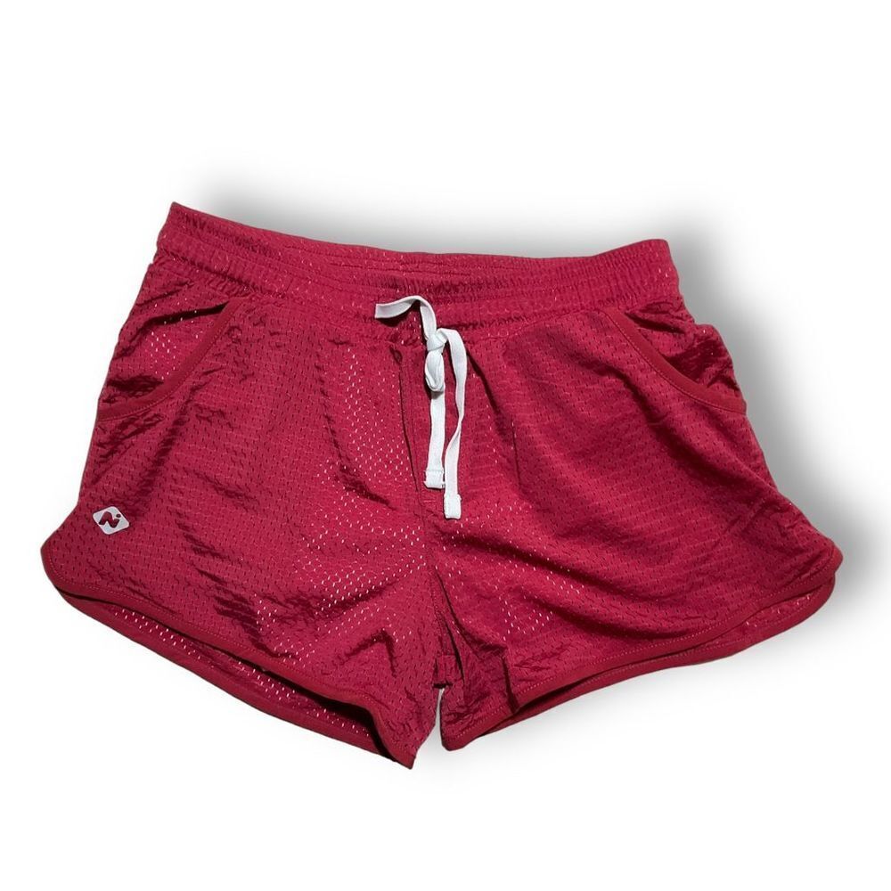 NAVISKIN Women's Mesh Shorts‎ Red M Drawstring Casual Polyester Activewear